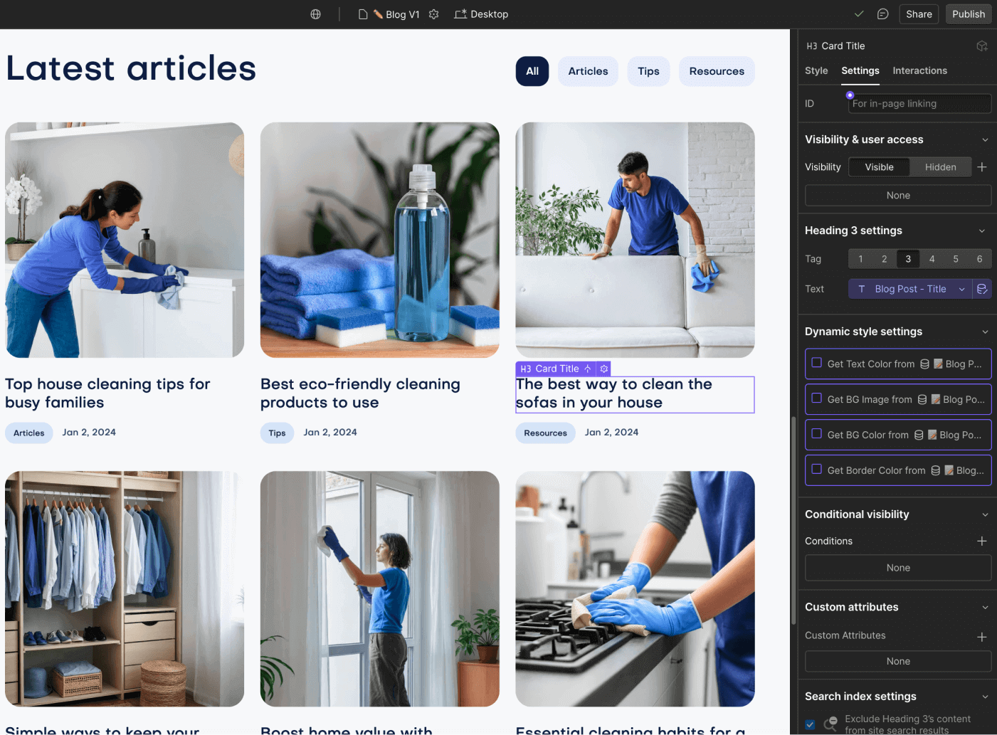 Fresh X Webflow Template and UI Kit CMS Content | Brix Template

