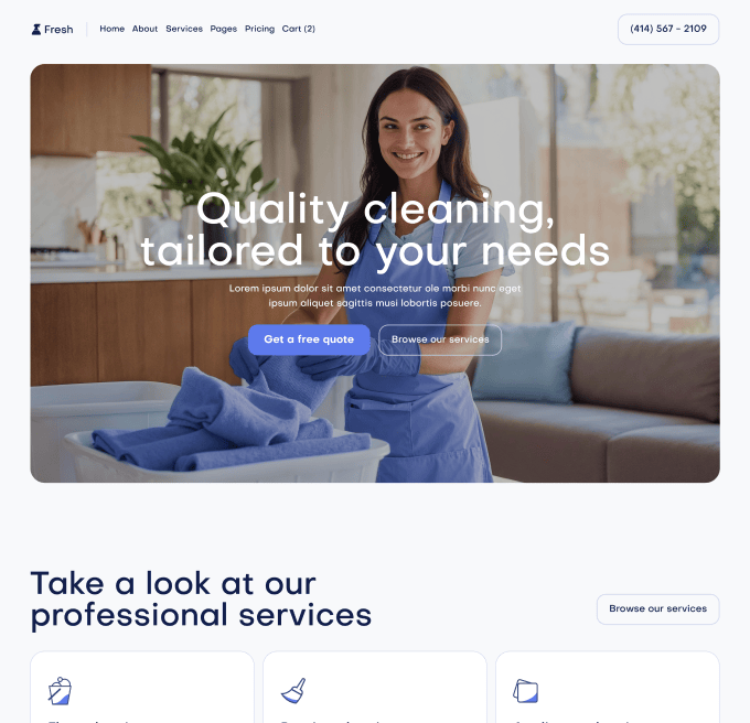 Fresh X - Home V2 Page - Cleaning Webflow Template
