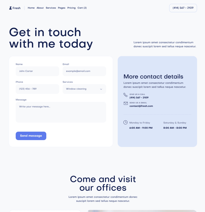 Fresh X - Contact V2 Main Page - Cleaning Webflow Template
