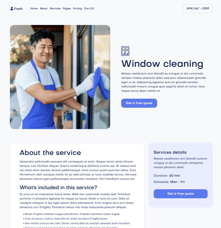 Fresh X - Services Single Main Page - Cleaning Webflow Template
